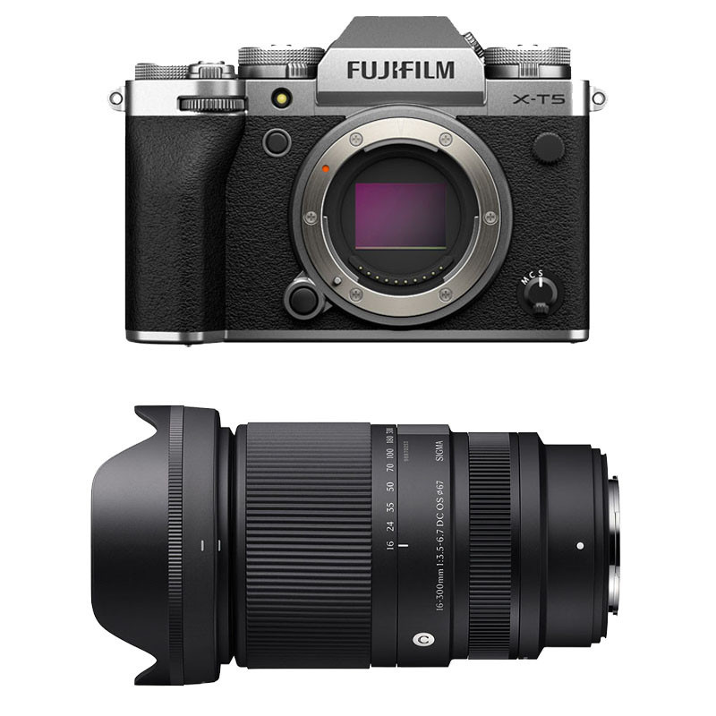 Fujifilm X-T5 Argent + Objectif SIGMA 16-300mm f/3.5-6.7 DC OS (Garantie 3 ans)