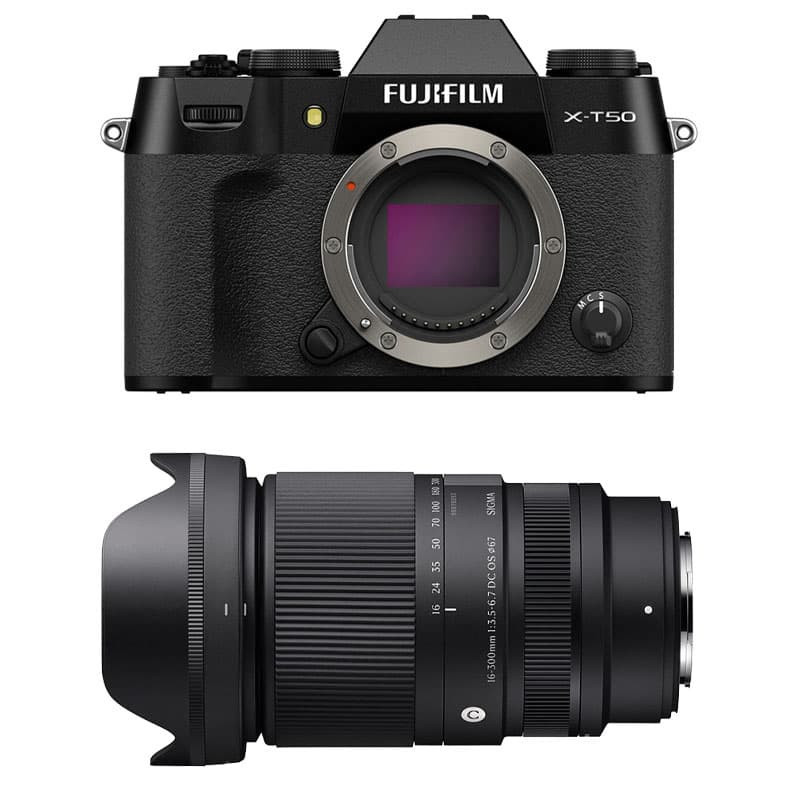 Fujifilm X-T50 Negro + Objetivo Sigma 16-300mm f/3.5-6.7 DC OS Contemporáneo con Garantía de 3 Años