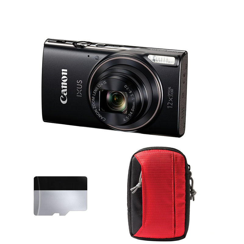 Canon Compact Ixus 285 HS A Black + 2-Year Warranty + Bag + 8Go MicroSD Card