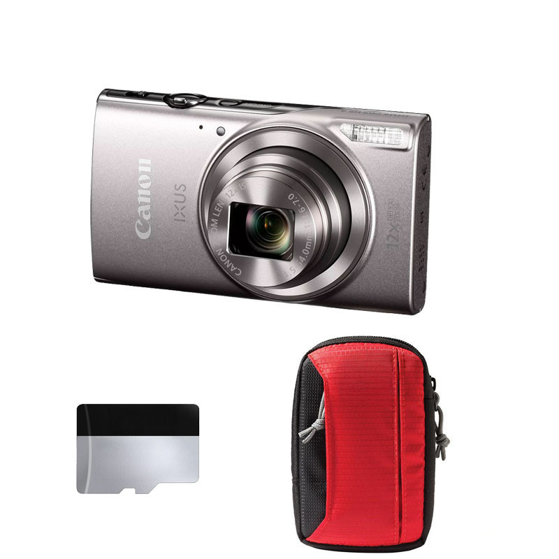 Canon Compact Ixus 285 HS A Silver + 2-Year Warranty + Bag + 8Go Micro SD Card