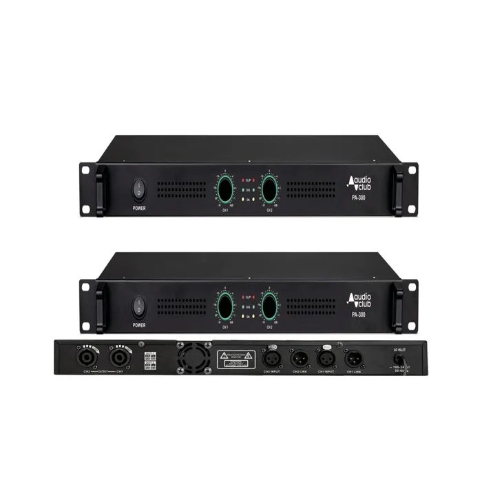 Audio Club PA300 Amplifier - 2 x 150W, 1U Rack-Mounted