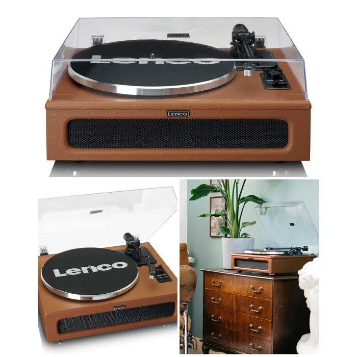 Reproductor de vinilo Lenco LS-430 - Bluetooth 5.0 - 4 altavoces integrados - Madera vintage
