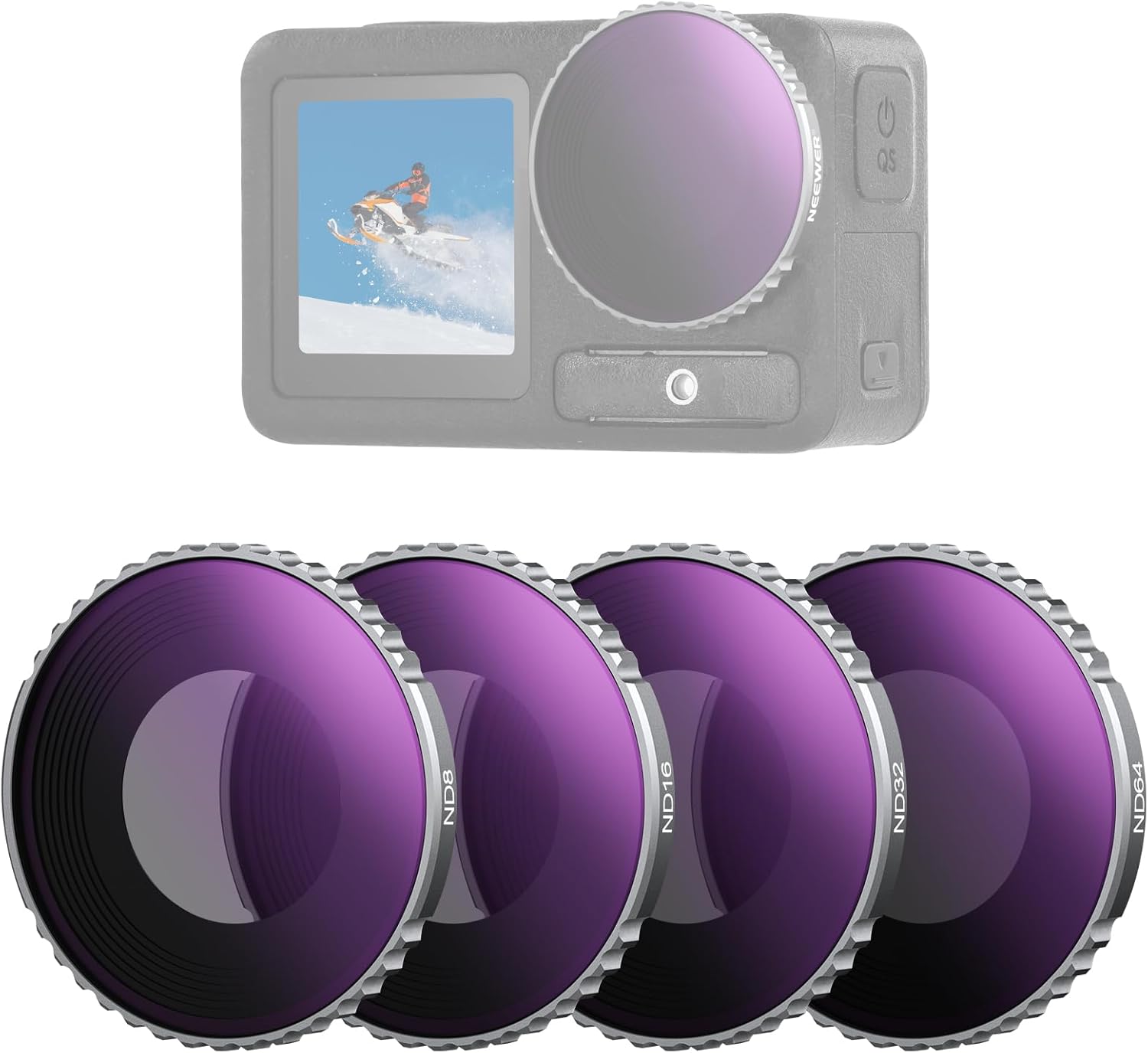 Kit de filtros ND de Neewer para DJI Osmo Acción 4/5 Pro (ND8, ND16, ND32, ND64)