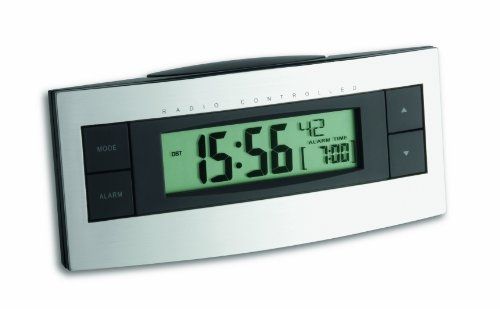 TFA Digital Alarm Clock, Black, Silver