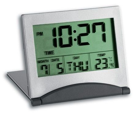 TFA Digital Alarm Clock, Grey/Silver