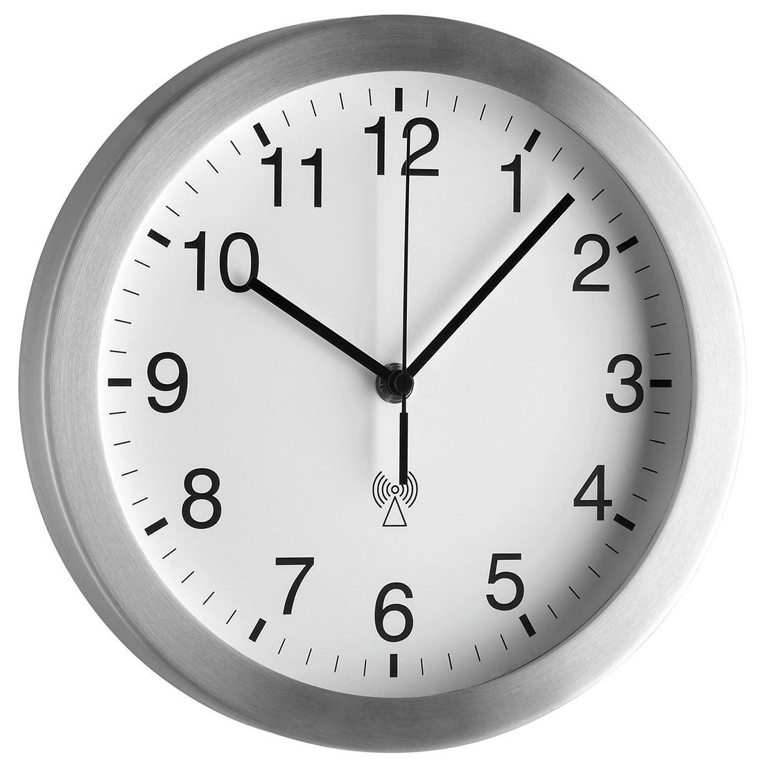 TFA Wall and Table Clock, Round, Aluminium, White