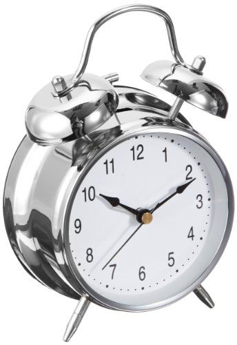 TFA Dostmann Quartz Alarm Clock, Silver White