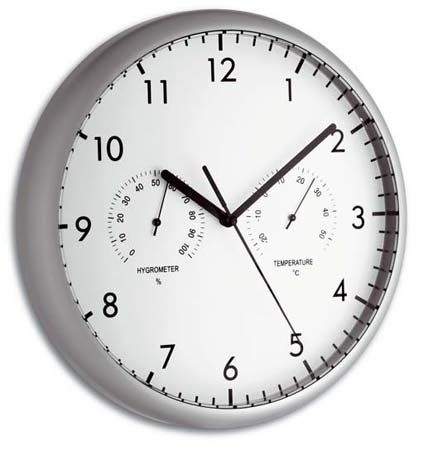 Reloj de pared y de mesa TFA de cuarzo, redondo, plateado