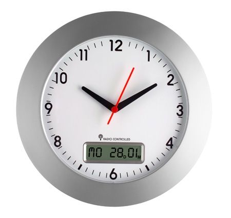 Reloj de pared y escritorio digital TFA, redondo plateado
