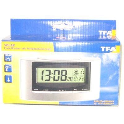 TFA Dostmann Digital Wake-Up Alarm Clock, Black/Silver