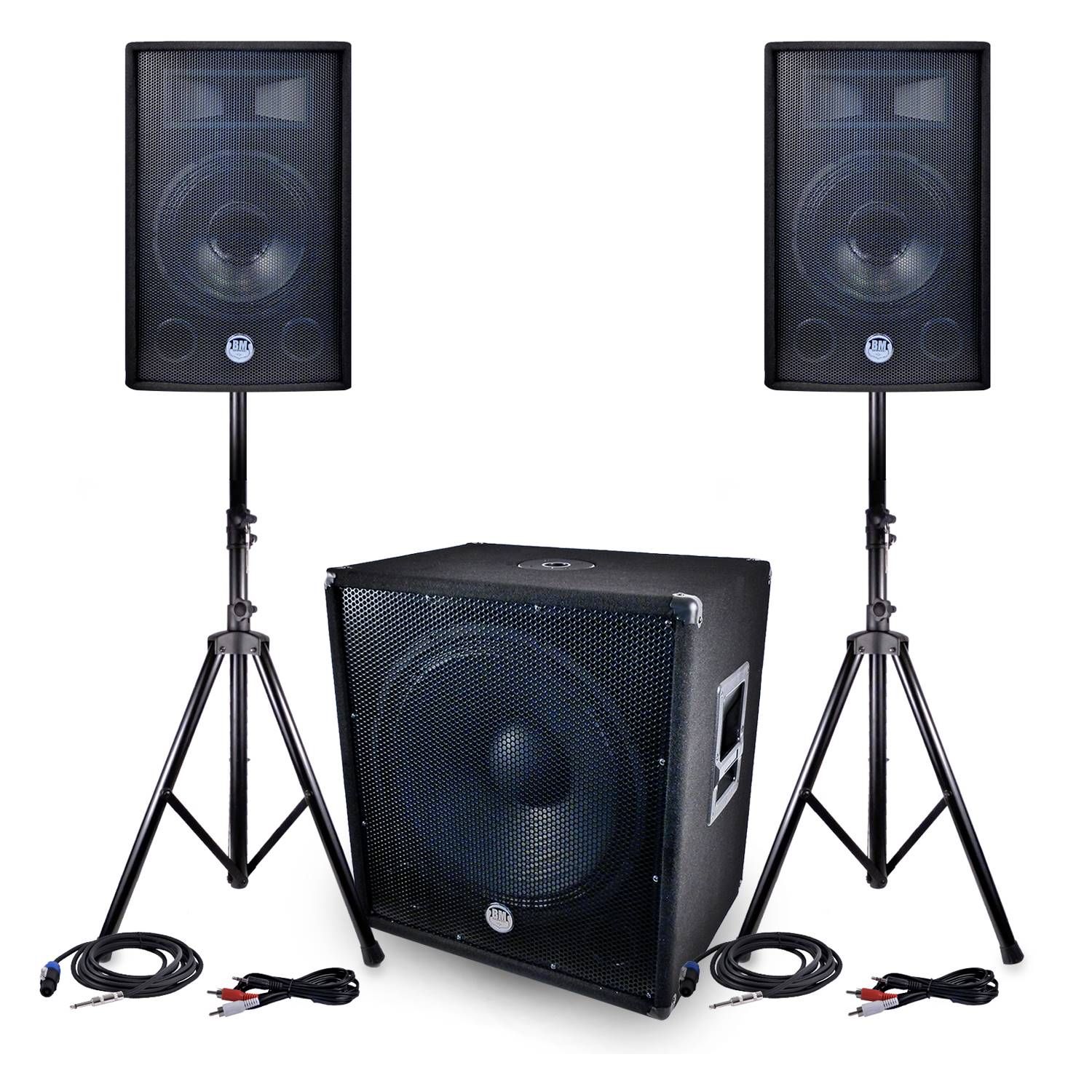 Système de sonorisation actif Bm Sonic BMS-1812 2400W - Caisson de basses 46 cm et enceintes 30 cm