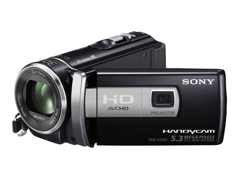 Sony Handycam HDR-PJ200 - Projector Camcorder - 1080i - 1.5MP - 25x Optical Zoom - Carl Zeiss - Flash Card - Black
