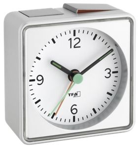 TFA Dostmann Quartz Push Alarm Clock, Silver