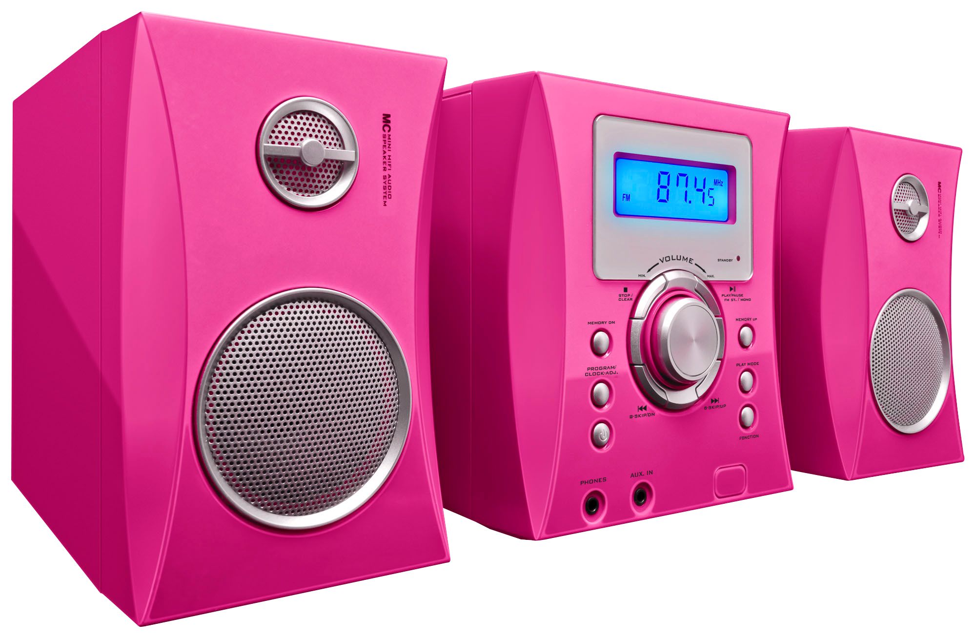Bigben MCD04 Micro-Chain Radio - Pink with Stickers, CD & FM