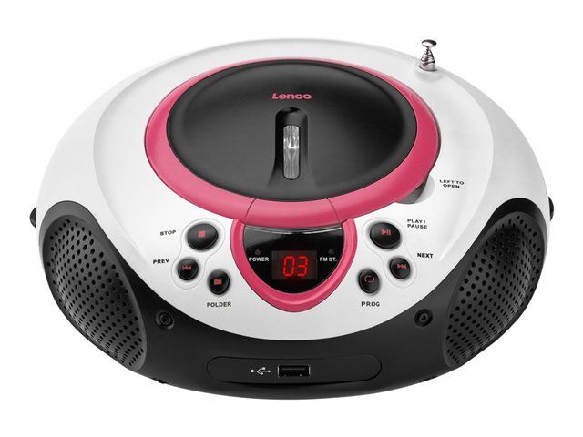 Lenco USB Boombox, 2W, Pink