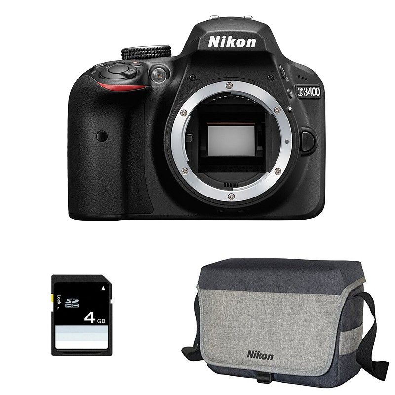 Cámara Nikon D3400 + Maleta + Tarjeta SD de 4 GB