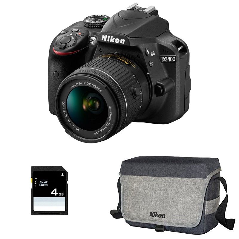 Nikon D3400 + Lente 18-55 VR + Maleta + Tarjeta SD de 4GB