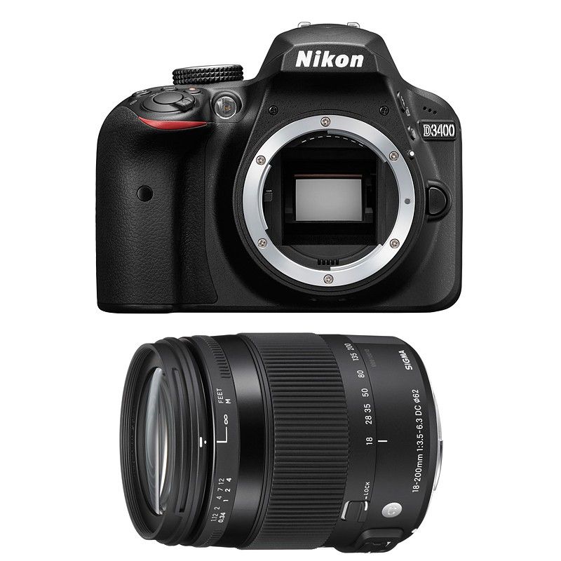 Nikon D3400 + Sigma 18-200 OS HSM Contemporary 3-Year Warranty