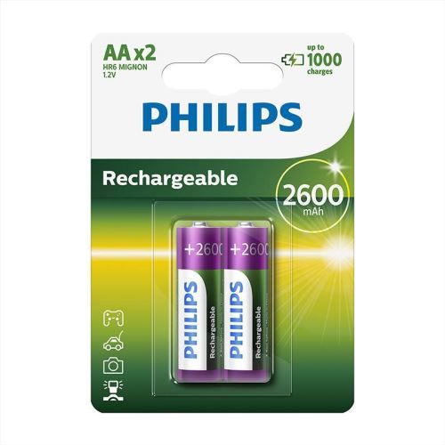 Philips Multilife R6B2A260 - 2x AA Rechargeable Batteries - NiMH - 2600mAh