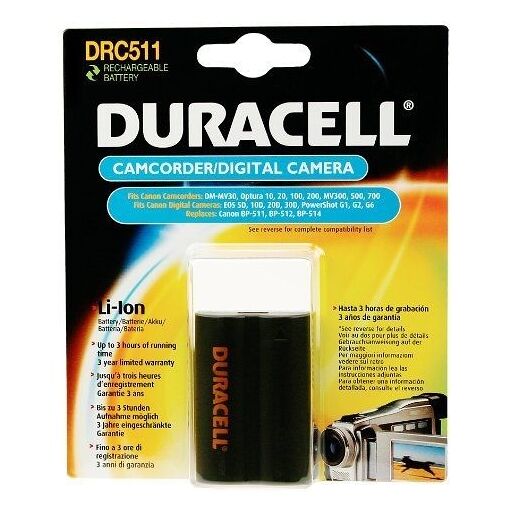Batería Duracell Li-ión 1300 mAh para Canon GL1, XL1, XL1S, etc.