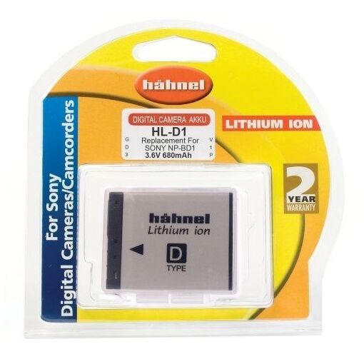 Hahnel Sony NP-BD1/NP-FD1 Equivalent Lithium-Ion Battery - 3.6V - 680mAh