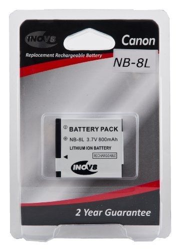Inov-8 Rechargeable Battery for Digital Camera (Equivalent to Canon NB-8L) - 800mAh - 3.7V - Li-ion - 2-Year Warranty