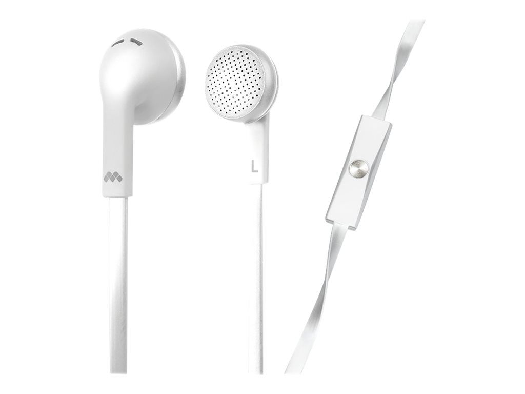 Meliconi MySound Speak FLAT Earbuds with Microphone - 3.5mm Jack - White