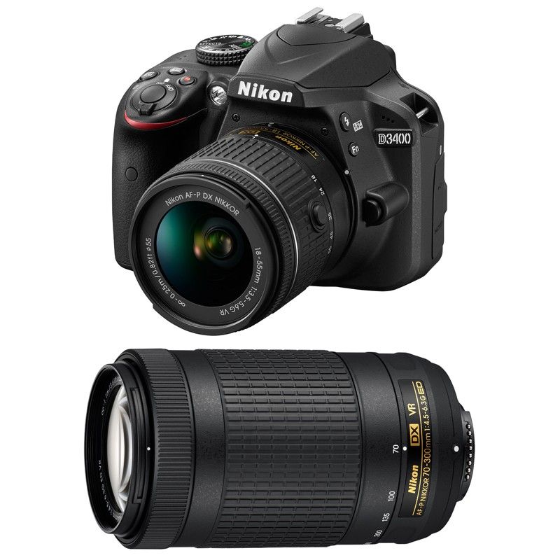 Nikon D3400 + Lentes AF-P DX 18-55mm y 70-300mm VR