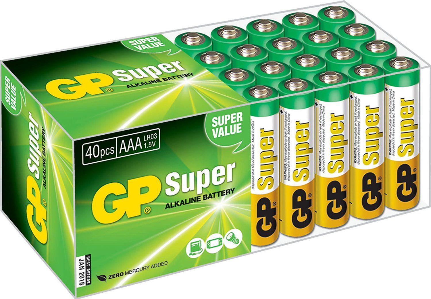 Gold Peak 24A Super Alkaline AAA Batteries (40-Pack)