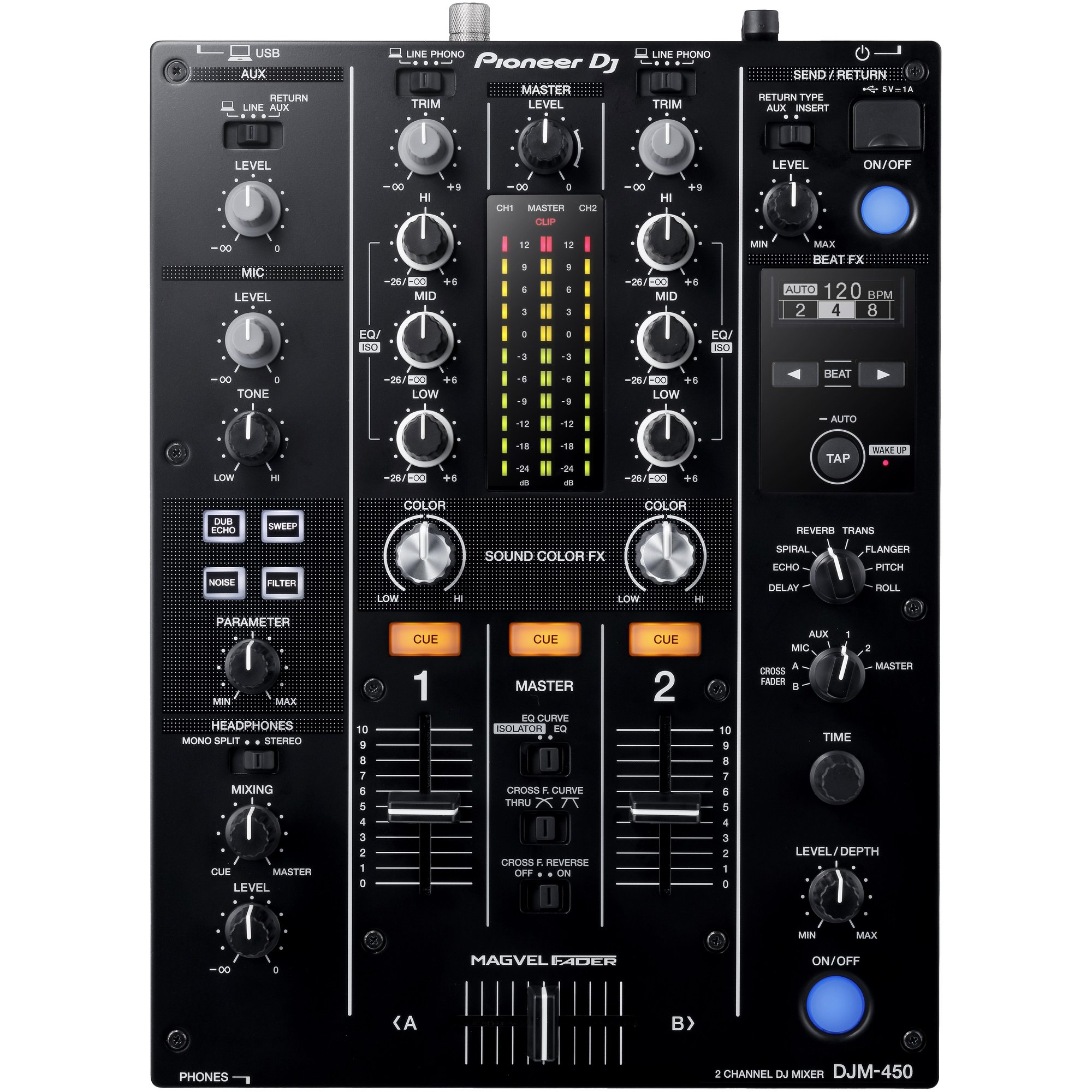 Pioneer DJM-450 2-Channel DJ Controller, Black