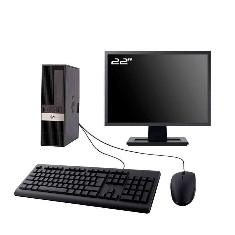 HP rp5800 SFF Desktop PC | 22" Screen | Intel i3-2100 | 16GB RAM | 480GB SSD | Windows 11