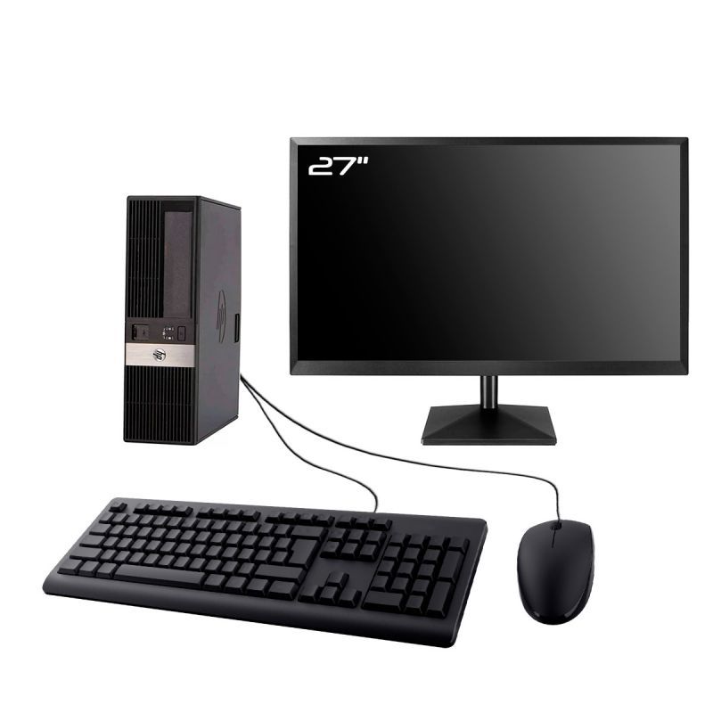 HP rp5800 SFF Desktop PC - 27" Screen, Intel I5-2400, 16GB RAM, 480GB SSD, WiFi