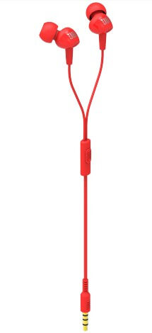 JBL C100SI Wired Headphones for Calls and Music - Red