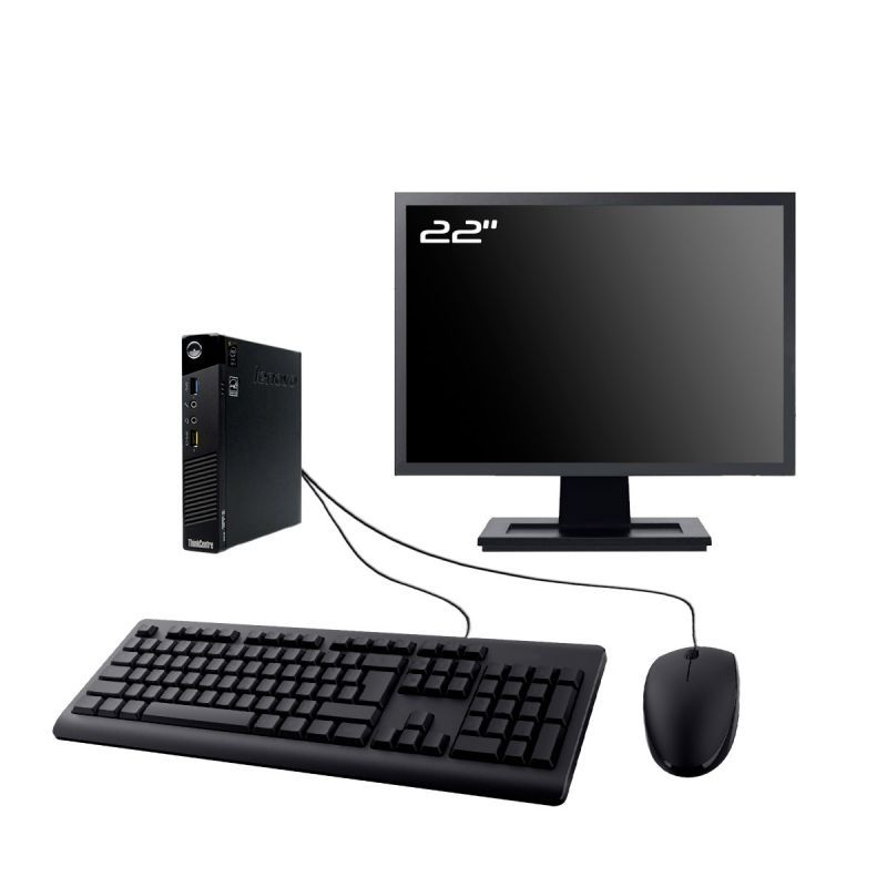 PC Lenovo M73 Pequeño - Pantalla de 22'', Intel Core i3-4130T, 16GB RAM, 960GB SSD, Windows 11