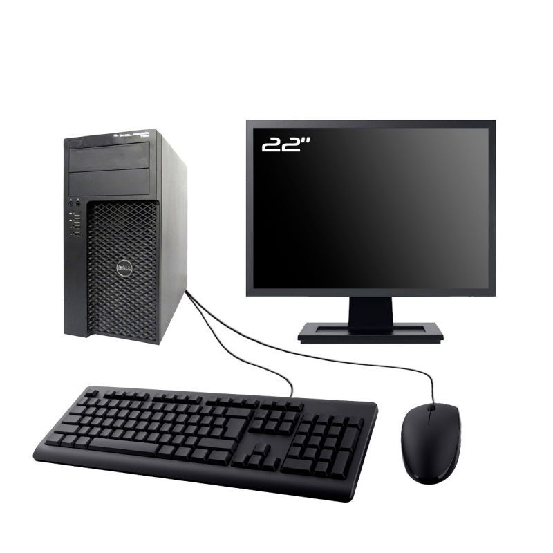 Dell Precision T1650 MT Desktop Computer - 22" Screen, Intel i3-3220, 16GB RAM, 240GB SSD, Win11