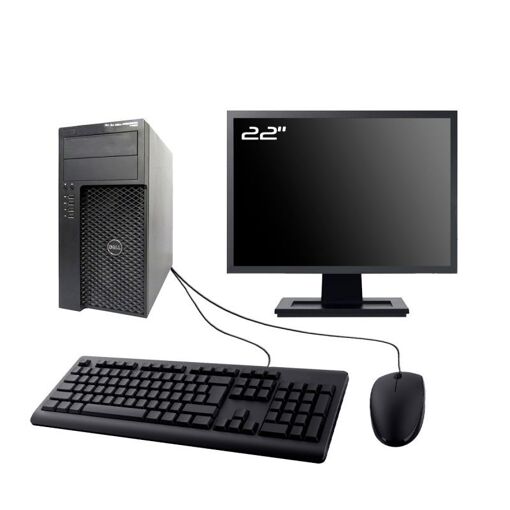 Computadora de escritorio Dell Precision T1650 MT - Pantalla de 22', Intel i7-3770, 8 GB de RAM, 240 GB SSD, Windows 11