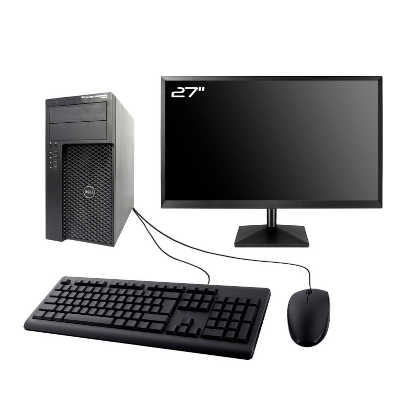 Dell Precision T1650 MT Desktop Computer, 27" Screen, Intel i7-3770, 16GB RAM, 480GB SSD, Windows 11