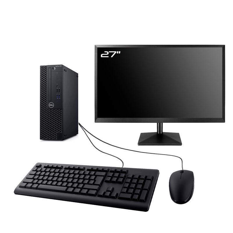 Dell Optiplex 3060 SFF Computer - 27" Screen, Intel I3-8100, 32GB RAM, 2TB SSD, WiFi