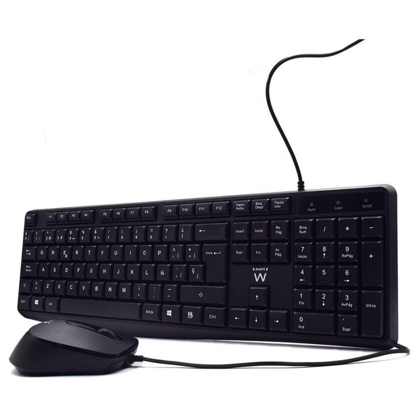 Eminent Full-Size Keyboard and Mouse Set, Quiet Typing, USB, QWERTY Layout (Spanish)