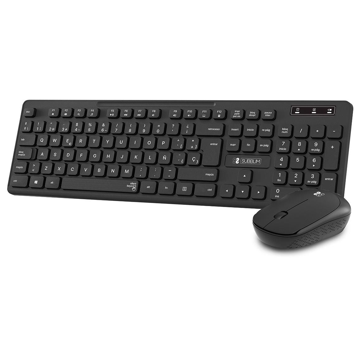 Subblim Wireless Keyboard and Mouse Set, QWERTY, Black