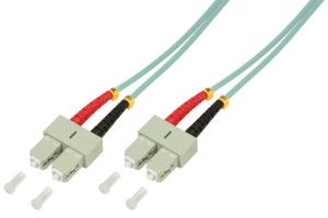 2direct Multi-Mode Fiber Optic Cable, 1m, Duplex, OM3, 50/125 Microns, Halogen-Free, Turquoise