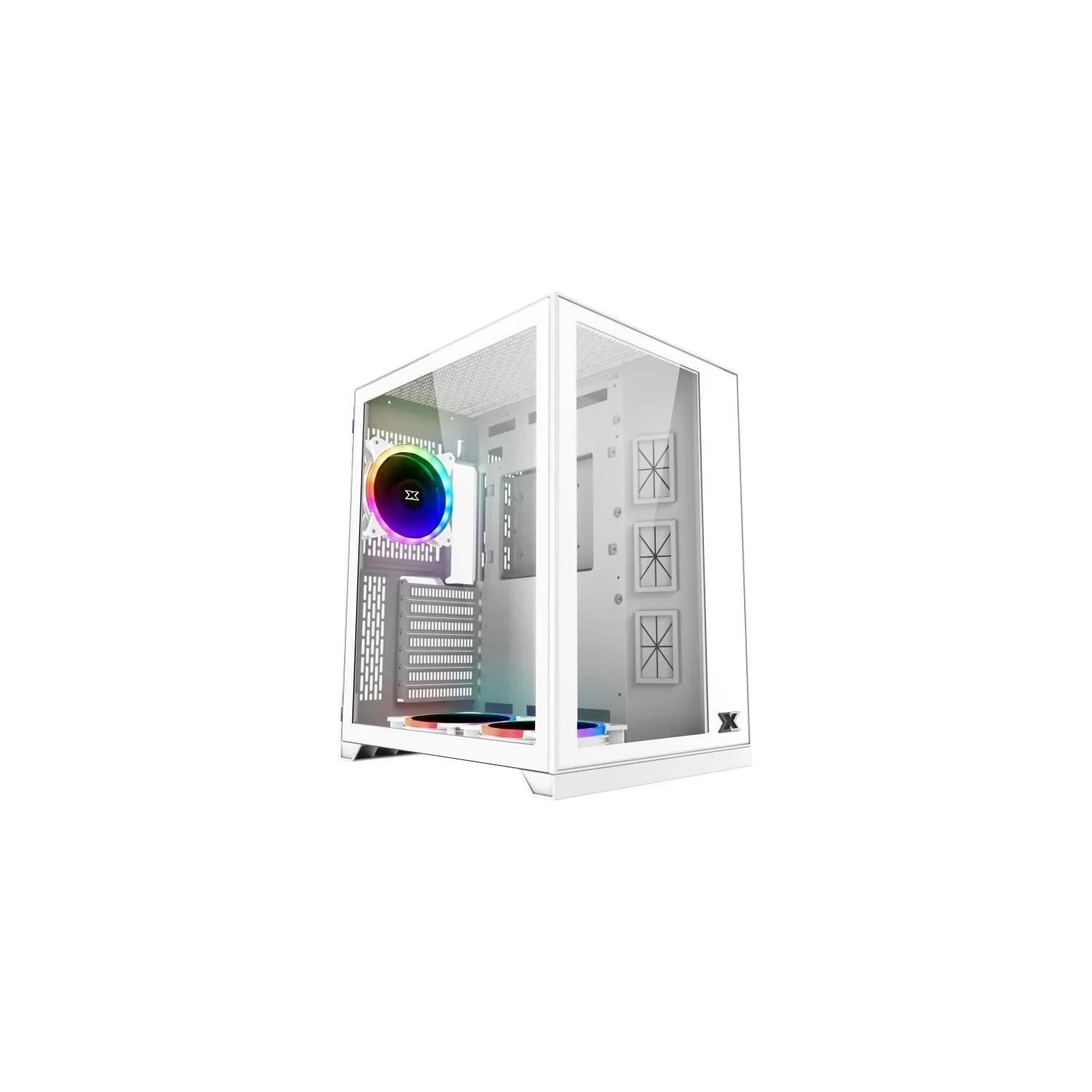 XIGMATEK Aquarius S Arctic Mid Tower ATX Case with Glass Side Panel, White, USB/Audio