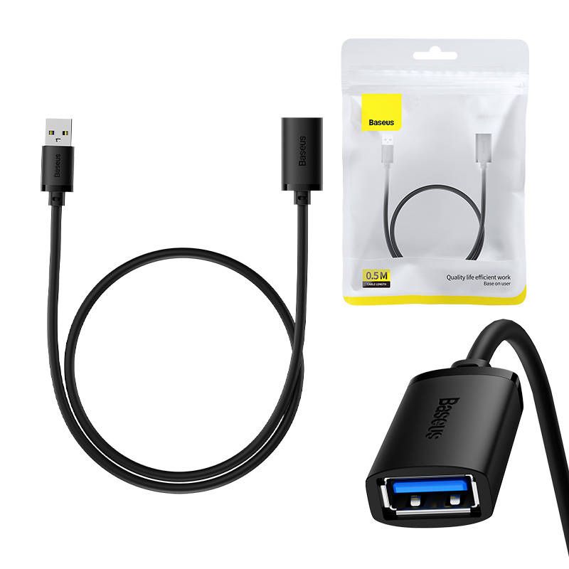 Cable de extensión Baseus AirJoy USB 3.0, 0,5m (Negro)