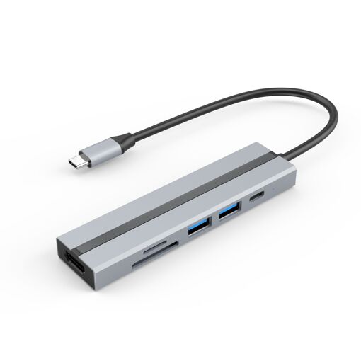 INF USB-C 6-in-1 Hub - HDMI 4K, USB 3.0/2.0 Ports, SD/TF Card Reader