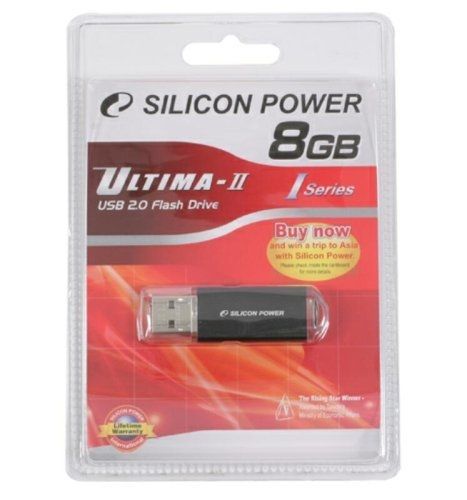 Silicon Power Ultima II I-Series 8GB USB 2.0 Flash Drive - Black