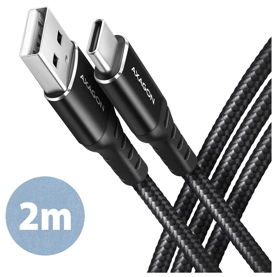Axagon BUCM-AM20AB USB 2.0 Cable, 2m, USB A to USB C, Black