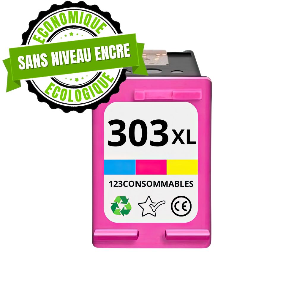 123Consommables - HP 303XL - Ink Cartridge Replacement for HP Envy Photo Printers (Color, No Chip)