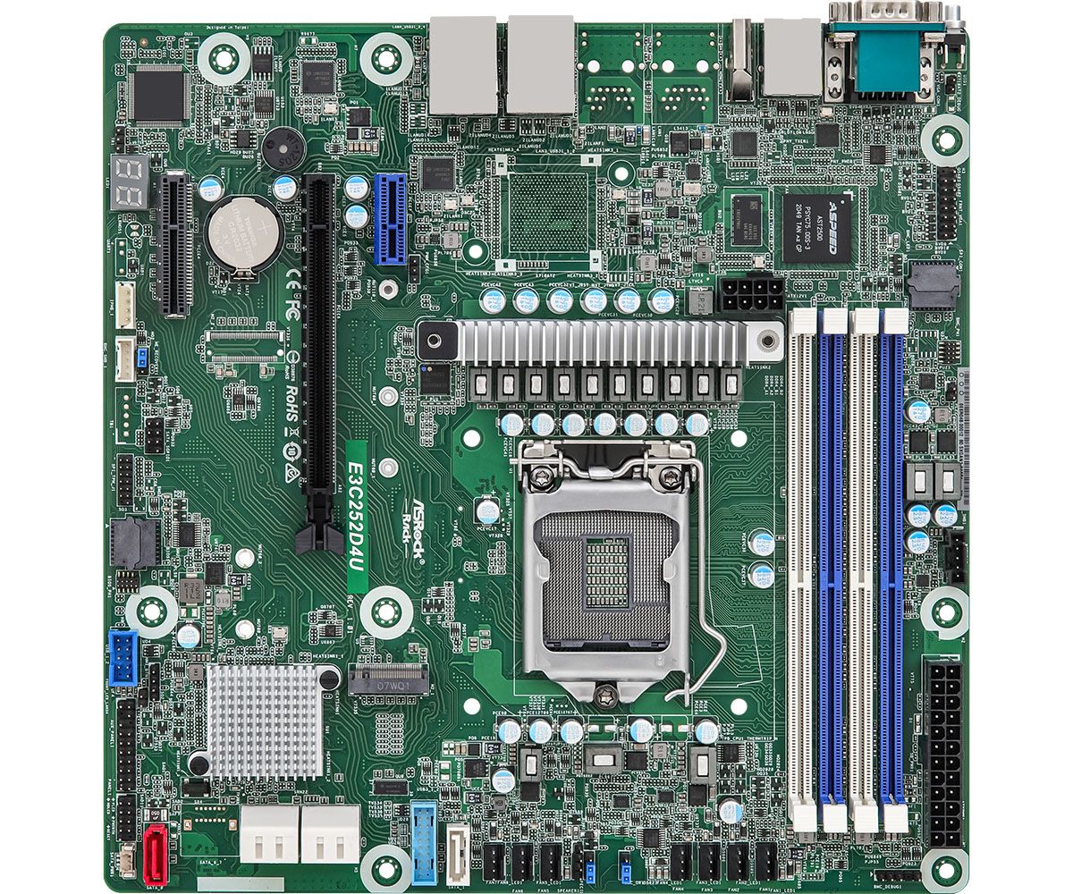 ASRock E3C252D4U Intel C252 LGA 1200 (Socket H5) Micro ATX Motherboard