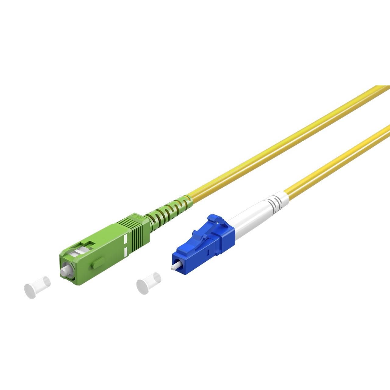 Goobay Single-Mode Fiber Optic Cable (FTTH) OS2 Yellow Simplex 2m SC-APC (8°) > LC (UPC)