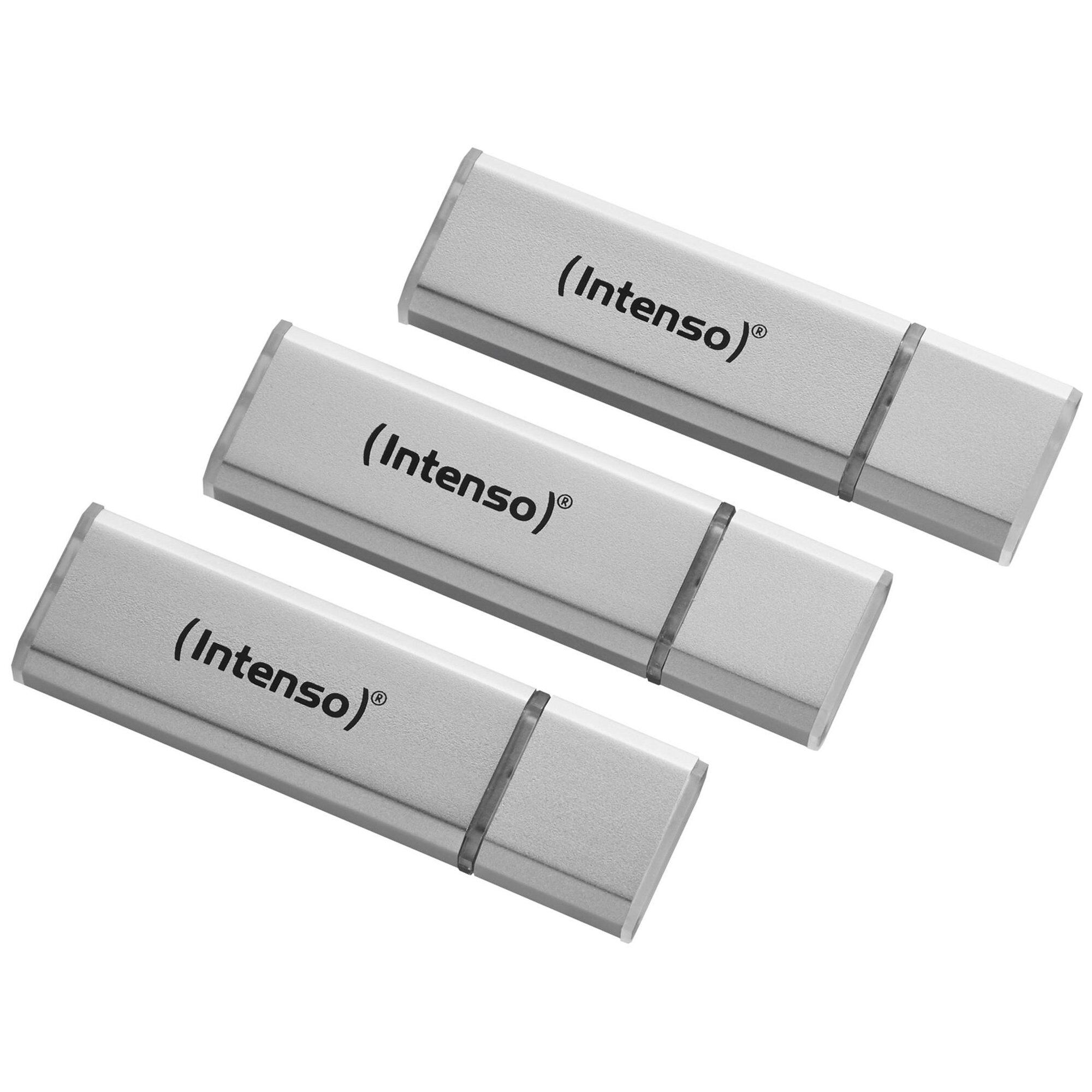 Unidad USB Intenso Alu Line - 16 GB - USB 2.0 - Plata (paquete de 3)